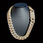 Iced Out 15mm Men's Miami Cuban Link Necklace Hip Hop Cubic Zirconia Bling Prong Cuban Chain