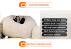 OTAUTAU King Size Giant Sofa Sac Pouf Cover No Filling Soft Fluffy Bean Bag Chair Puff Couch Floor Corner Seat Futon DD007