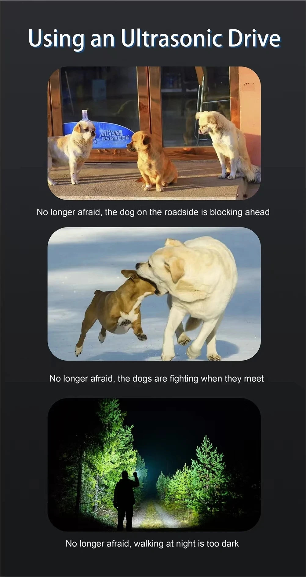 Dog Repeller Portable Ultrasonic Deterrent Handheld Anti-barking 3in1 Dog Training Device Repel Animals Pets Dog Trainer