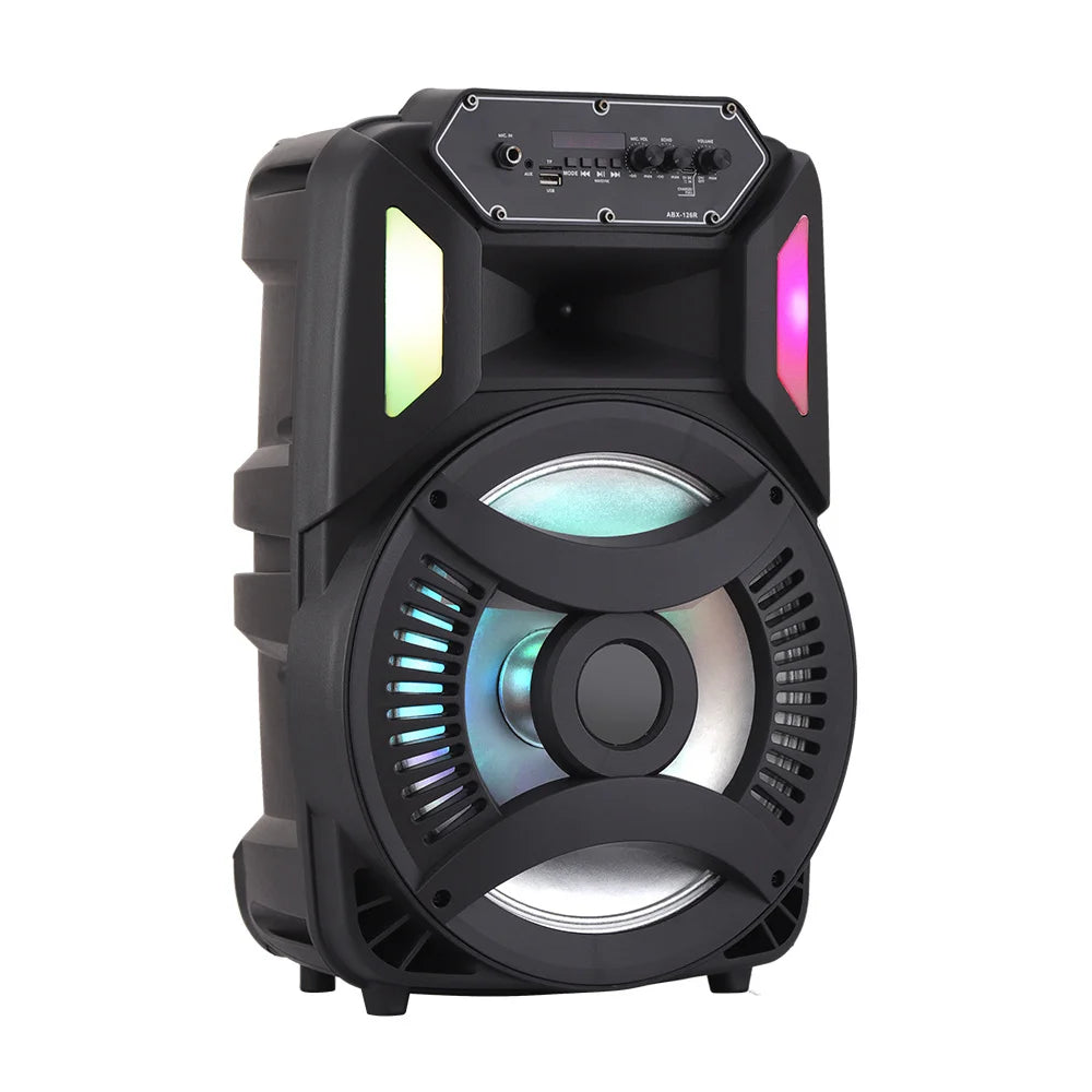 Loud Portable Bluetooth Party Speaker 12" Sub woofer Sound System karaoke Dj Rechargeable Speaker RGB Right with Mic