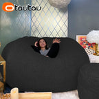 OTAUTAU King Size Giant Sofa Sac Pouf Cover No Filling Soft Fluffy Bean Bag Chair Puff Couch Floor Corner Seat Futon DD007