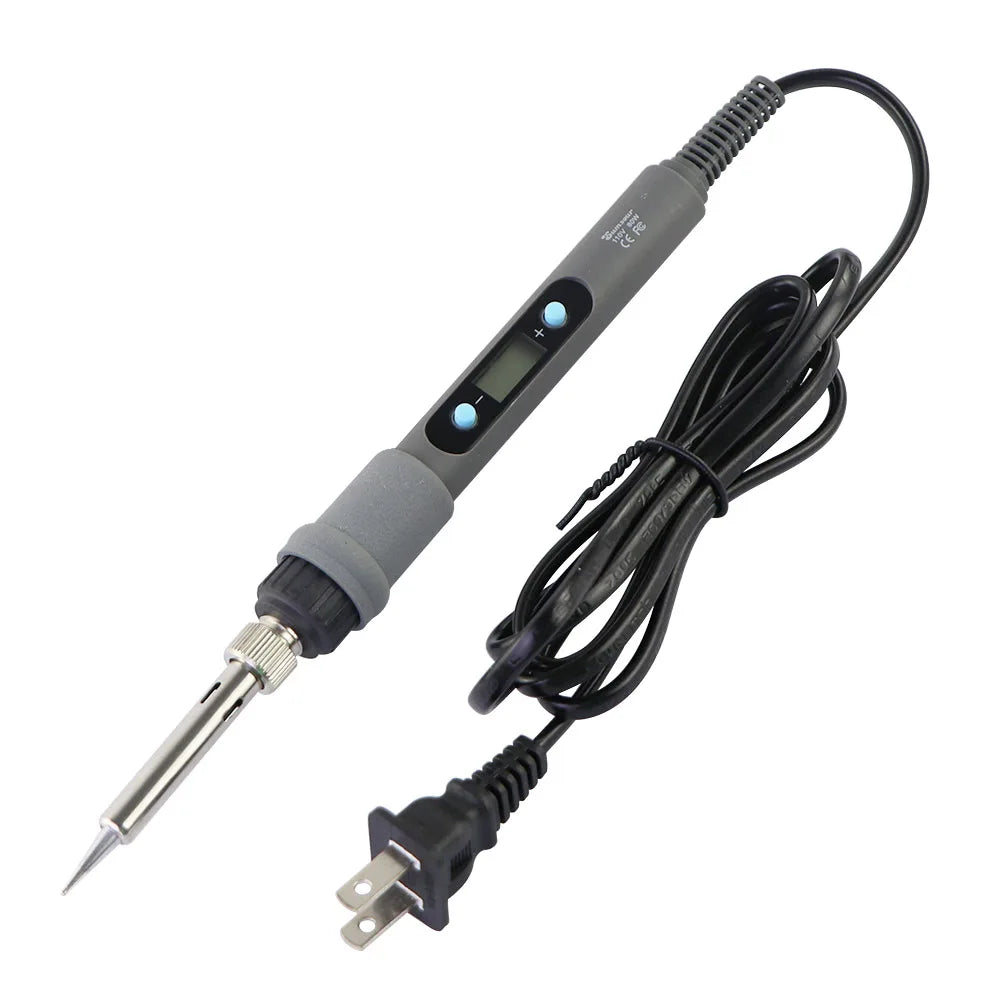 Gray 80W Digital Display Adjustable Temperature Electric Soldering Iron With Multimeter Tin Absorber Soldering Repair Tool Kit