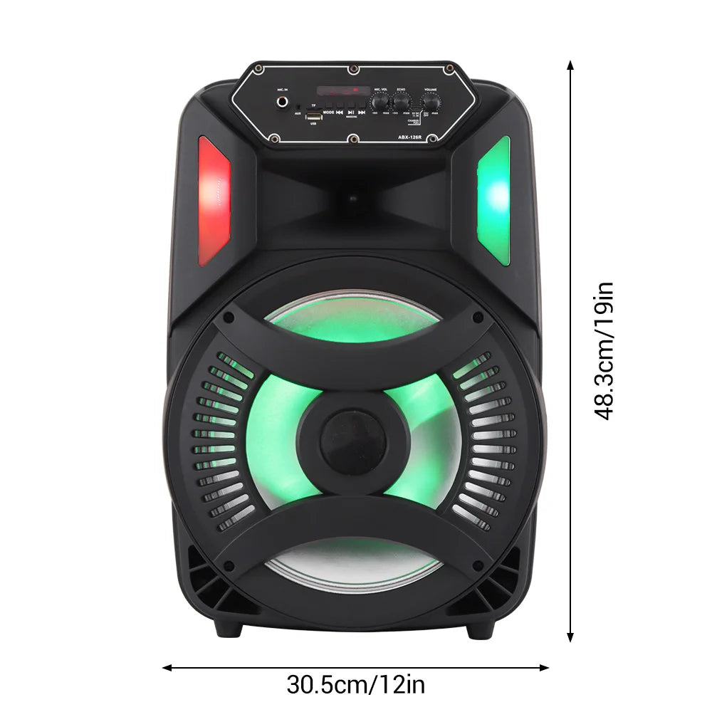 Loud Portable Bluetooth Party Speaker 12" Sub woofer Sound System karaoke Dj Rechargeable Speaker RGB Right with Mic