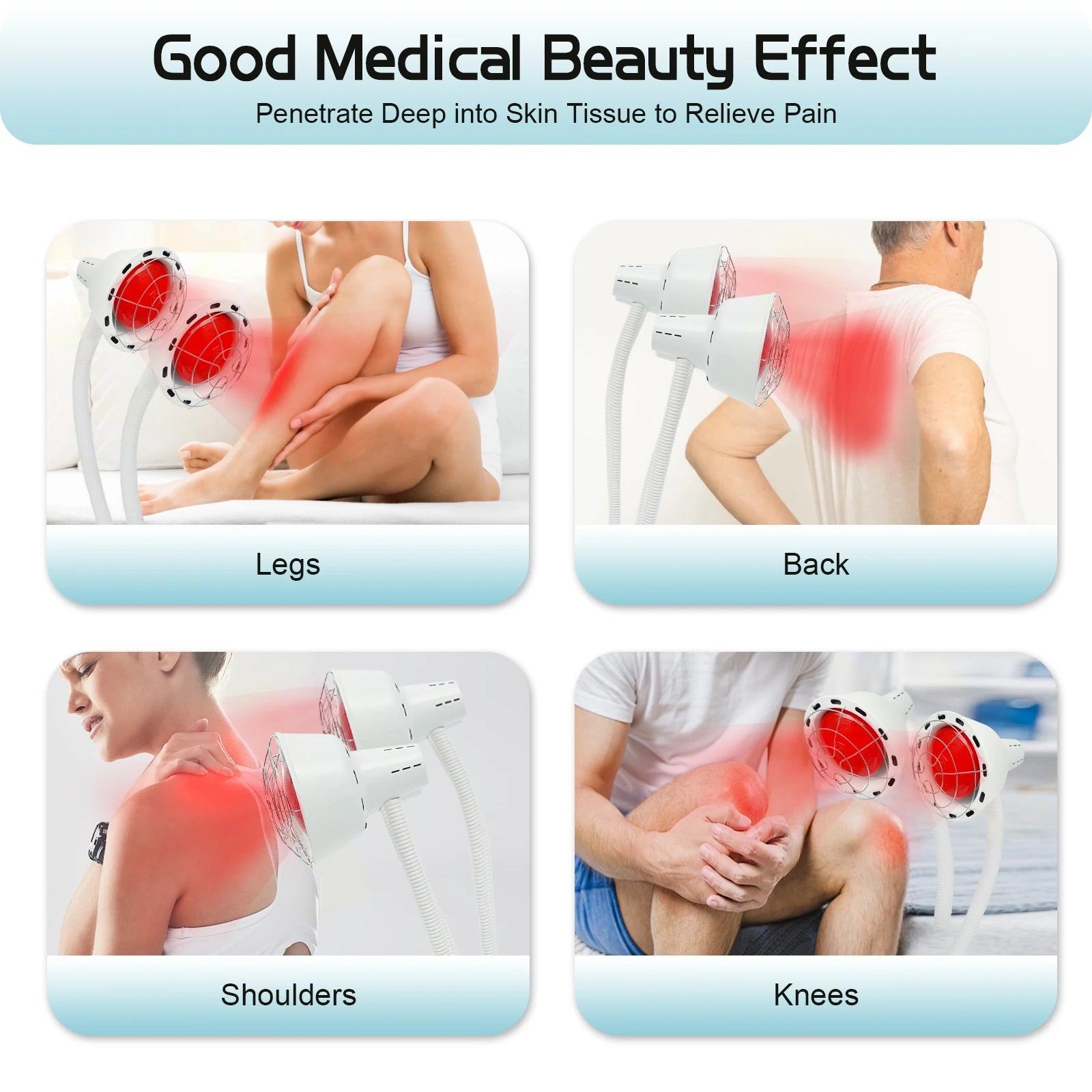 Infrared Light, 275W Red Near Infrared Heat Lamp with 2 Heads for Relieve Joinpt Pain and Muscle Aches