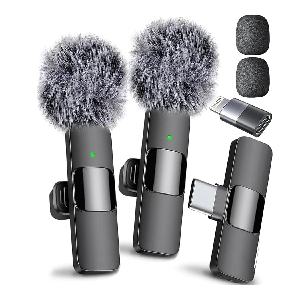2 In 1 Video Record Microphone Type-C Charging 2.4G Intelligent Microphone Noise Canceling for iPhone Computer Tablet Camera