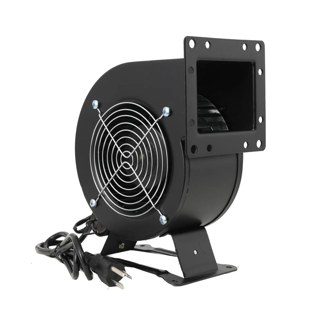 120W Centrifugal Blower Fan, Outdoor Wood Furnace Boiler Blower Round Flange Blower Fan 5.5m³/Min 2600r/min Black
