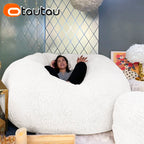 OTAUTAU King Size Giant Sofa Sac Pouf Cover No Filling Soft Fluffy Bean Bag Chair Puff Couch Floor Corner Seat Futon DD007