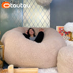 OTAUTAU King Size Giant Sofa Sac Pouf Cover No Filling Soft Fluffy Bean Bag Chair Puff Couch Floor Corner Seat Futon DD007