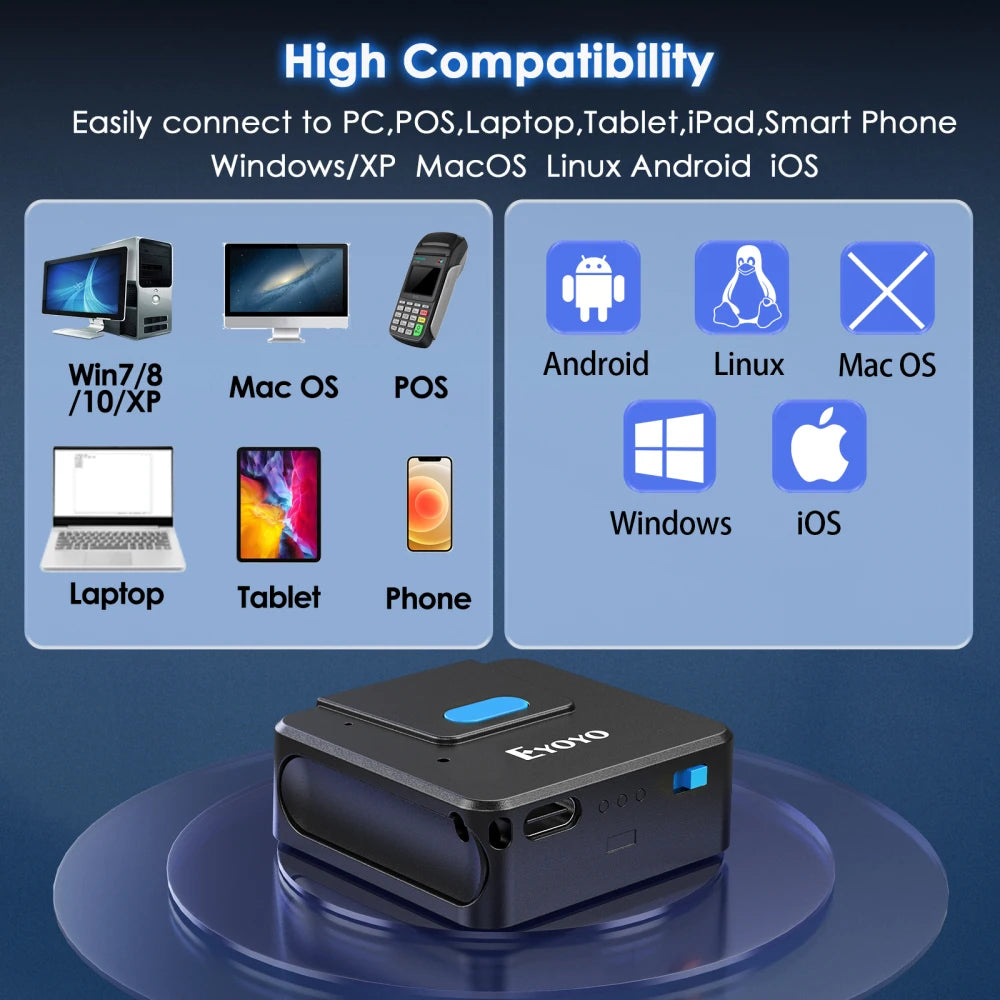 Eyoyo 2D Bluetooth Barcode Scanner Left&Right Hand Glove Wearable Scanner Patable 1D QR Finger Bar Code Reader Wireless Device