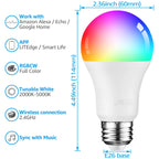 4 Pack Smart WiFi LED A19 Bulb, RGBCW Color Changing, Compatible with Alexa & Google Home & Echo Assistant