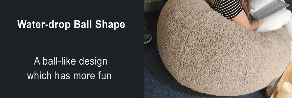 OTAUTAU King Size Giant Sofa Sac Pouf Cover No Filling Soft Fluffy Bean Bag Chair Puff Couch Floor Corner Seat Futon DD007