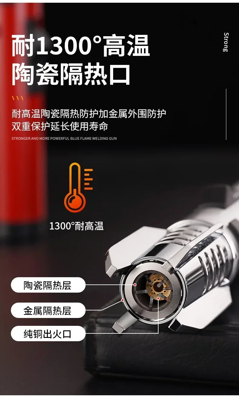 High Temperature Welding Gun Windproof Strong Red Flame Butane Gas Torch Lighter Safety Lock Fire Switch Kitchen Cigar Lighters