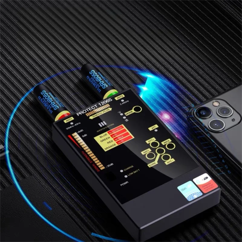 1206S Military Grade Anti-Spy Kit Detect 5G/Bluetooth Signals,Professional Find Sleeping Camera,CORR Sound Activation,Metal Body