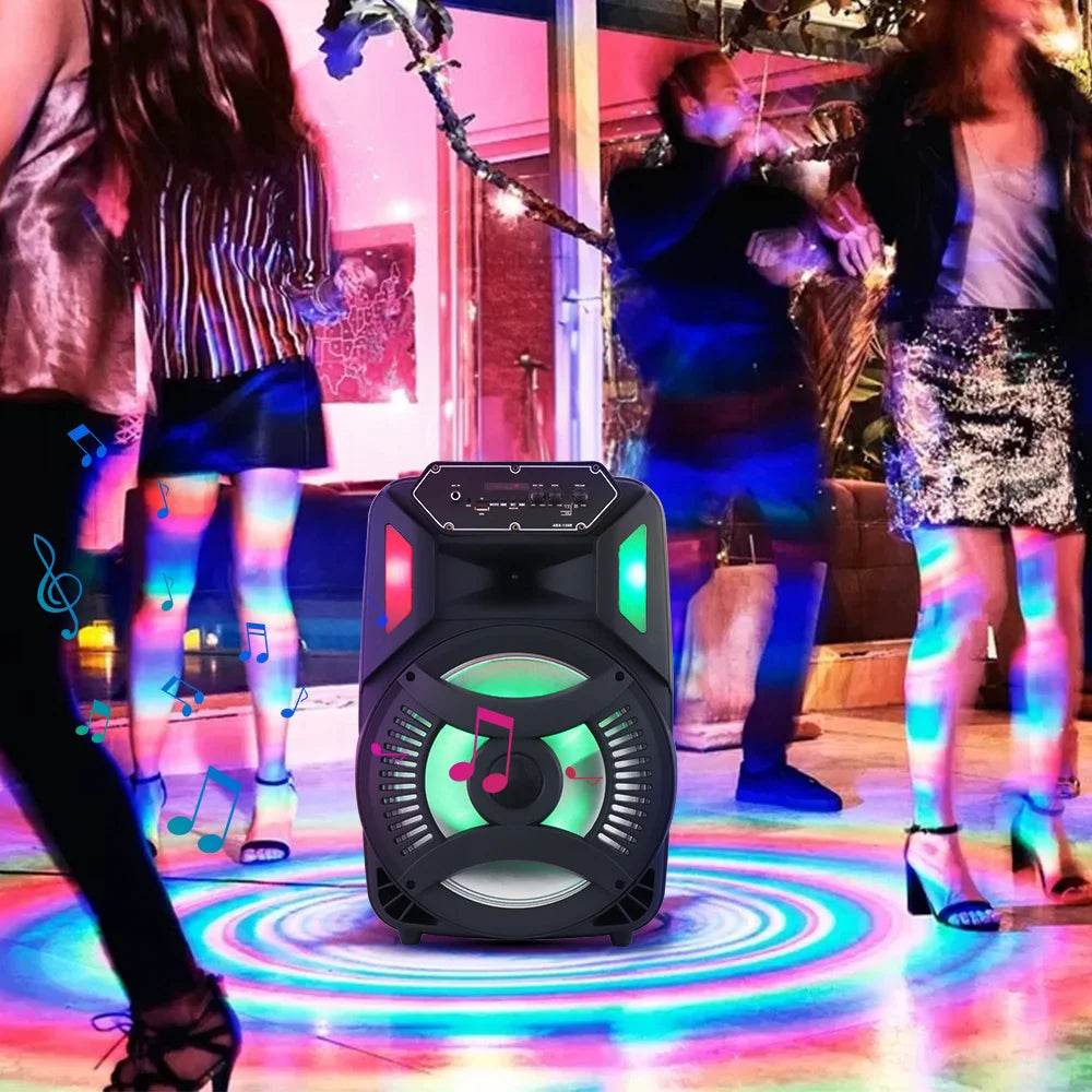 Loud Portable Bluetooth Party Speaker 12" Sub woofer Sound System karaoke Dj Rechargeable Speaker RGB Right with Mic
