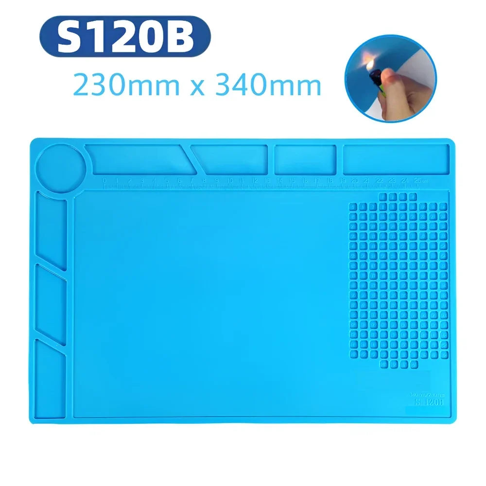Magnetic Mat Silicone Repair Mat Circuit Board Soldering Pad Heat Resistant 932°F Anti-Static for ESD Iron Phone Repair