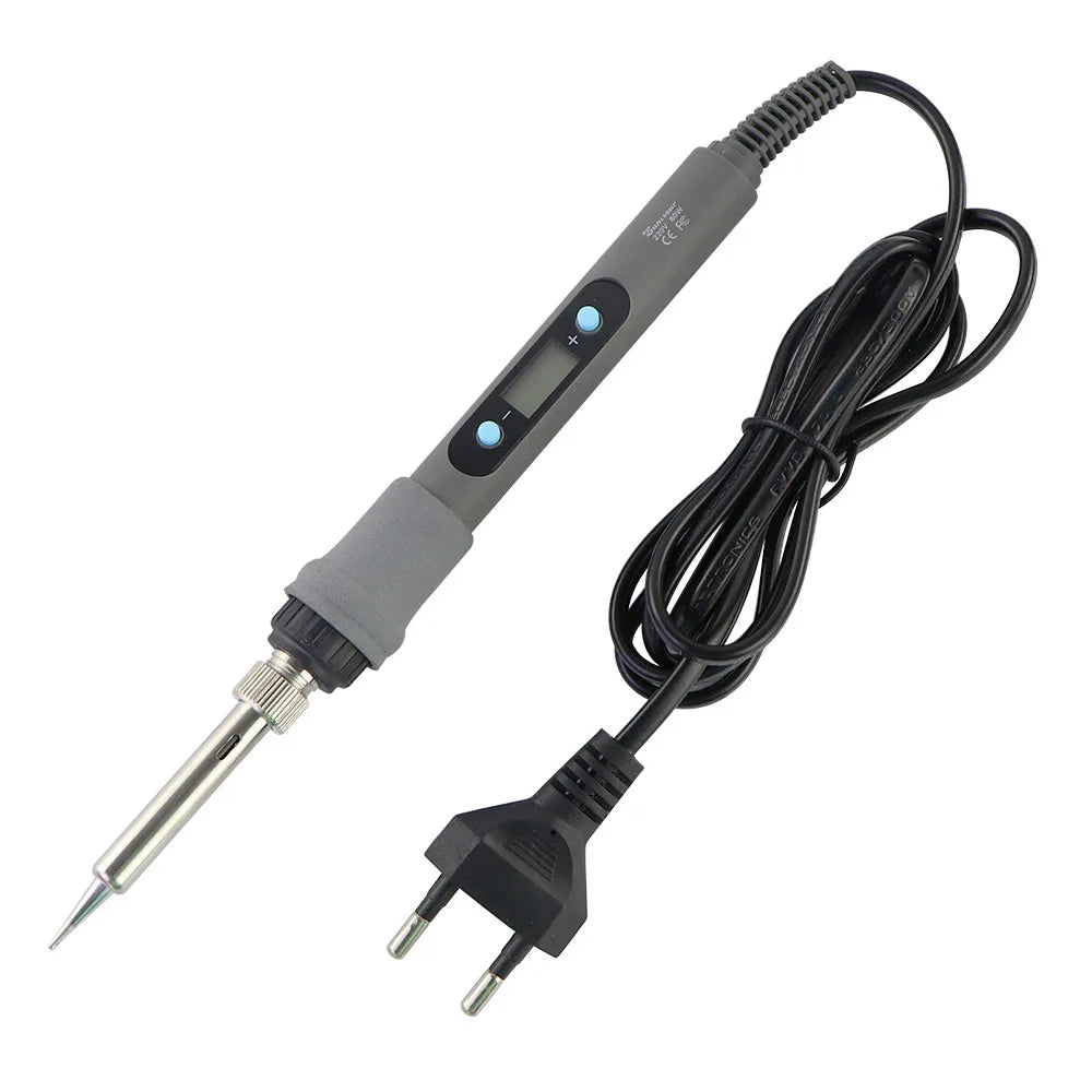 Gray 80W Digital Display Adjustable Temperature Electric Soldering Iron With Multimeter Tin Absorber Soldering Repair Tool Kit