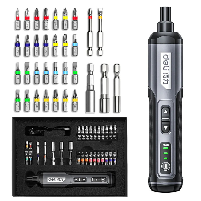DELI Mini Electric Screwdriver Set 4V Smart Cordless Electric Screwdrivers TYPE-C Rechargeable 33 Bit Set Drill Power Tools Kit