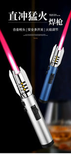 High Temperature Welding Gun Windproof Strong Red Flame Butane Gas Torch Lighter Safety Lock Fire Switch Kitchen Cigar Lighters