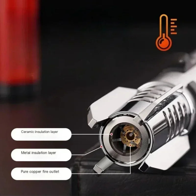 High Temperature Welding Gun Windproof Strong Red Flame Butane Gas Torch Lighter Safety Lock Fire Switch Kitchen Cigar Lighters