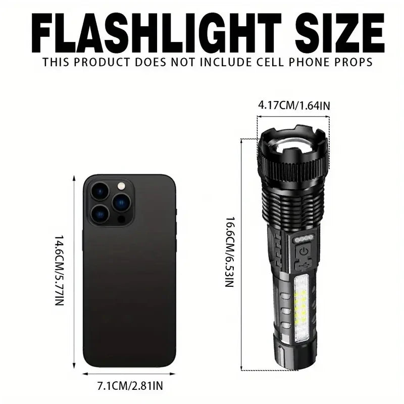 High Power Led Flashlights Very Strong Tactical Torch 6 Modes Rechargeable Camping Fishing Emergency Zoom Lantern