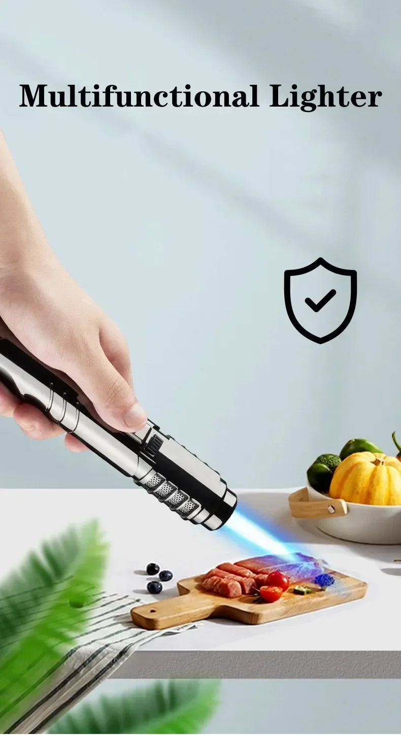 1800°High Temperature Spray Gun Butane Gas Lighter Metal Outdoor Windproof Blue Powerful Flame Torch Jet Lighter Welding Tool