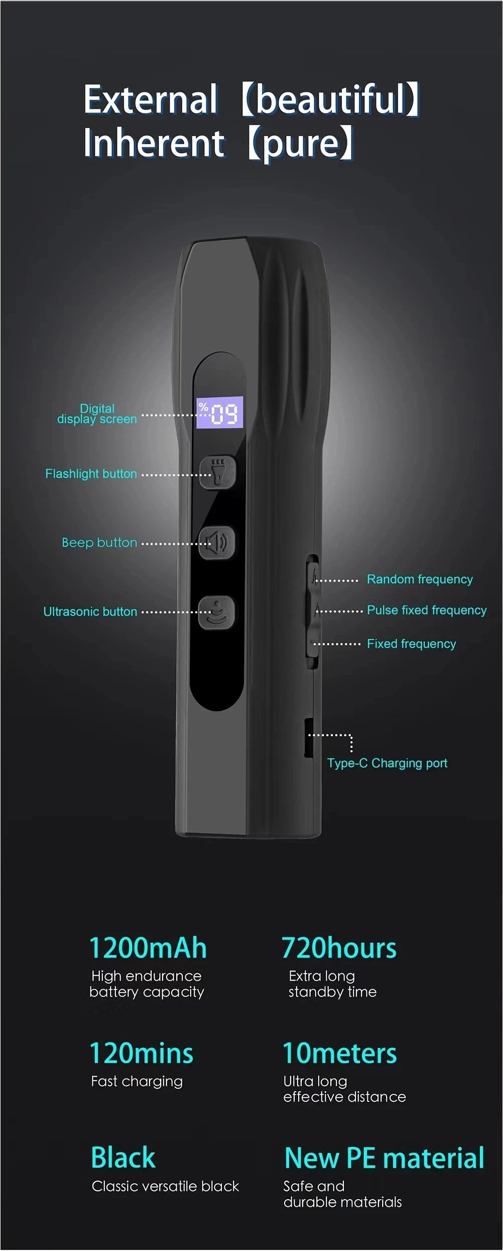 Dog Repeller Portable Ultrasonic Deterrent Handheld Anti-barking 3in1 Dog Training Device Repel Animals Pets Dog Trainer