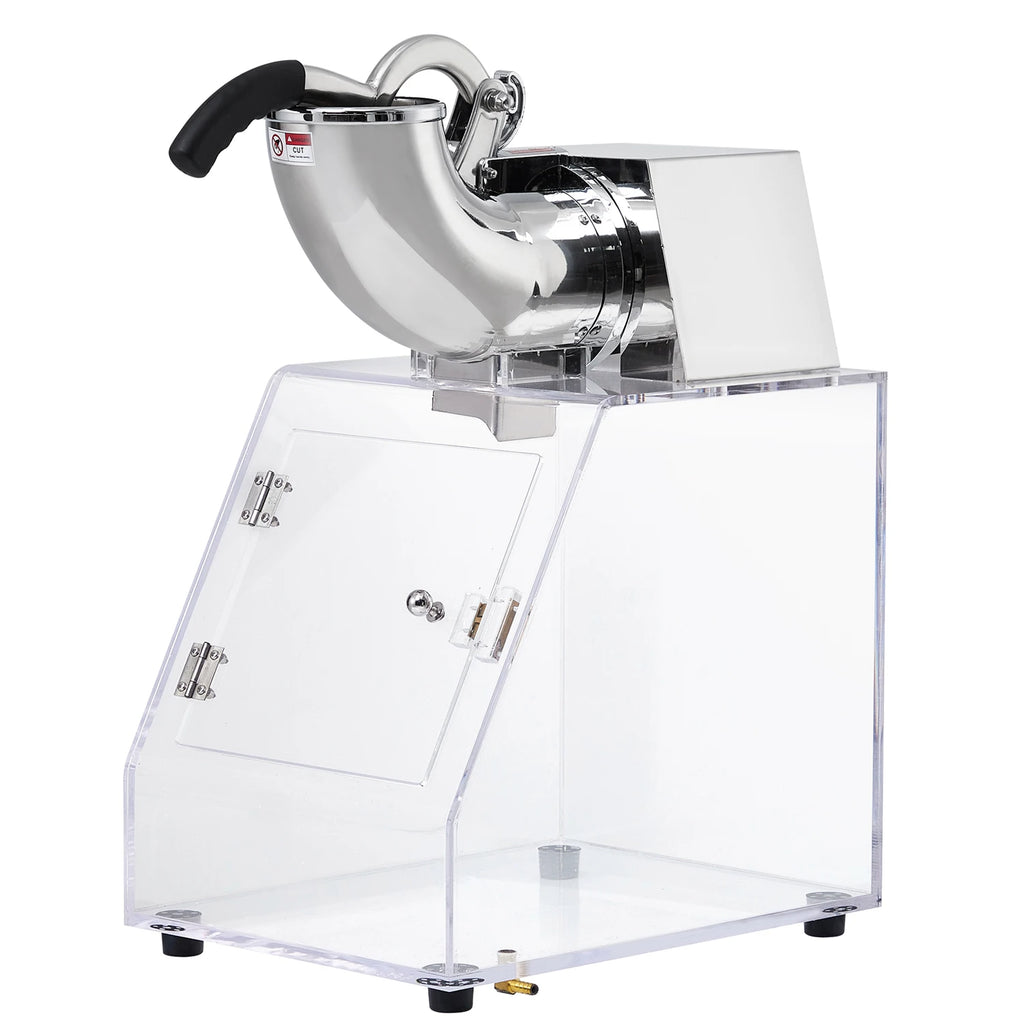 Commercial Ice Crusher Electric Snow Cone Machine with Dual Blades, Stainless Steel Shaved Ice Machine with Safety On/Off Switch