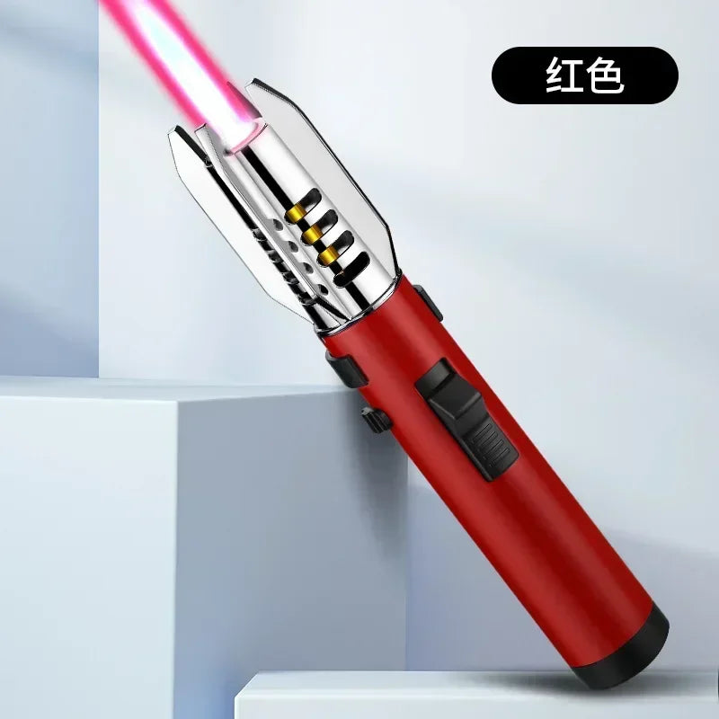 High Temperature Welding Gun Windproof Strong Red Flame Butane Gas Torch Lighter Safety Lock Fire Switch Kitchen Cigar Lighters