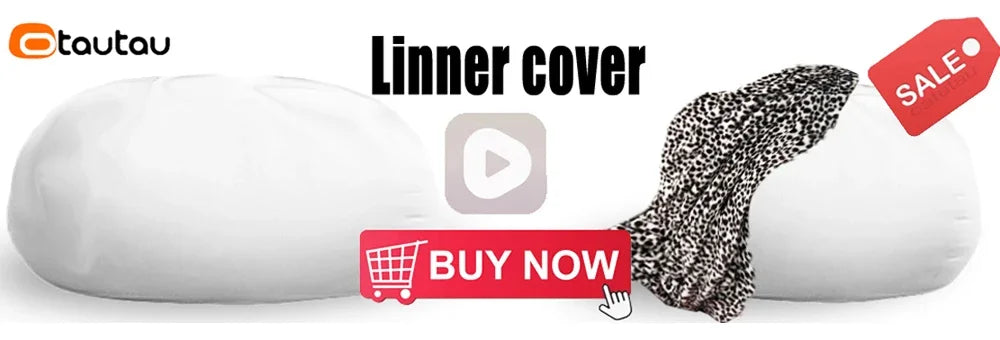 OTAUTAU King Size Giant Sofa Sac Pouf Cover No Filling Soft Fluffy Bean Bag Chair Puff Couch Floor Corner Seat Futon DD007