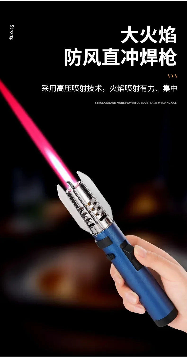 High Temperature Welding Gun Windproof Strong Red Flame Butane Gas Torch Lighter Safety Lock Fire Switch Kitchen Cigar Lighters