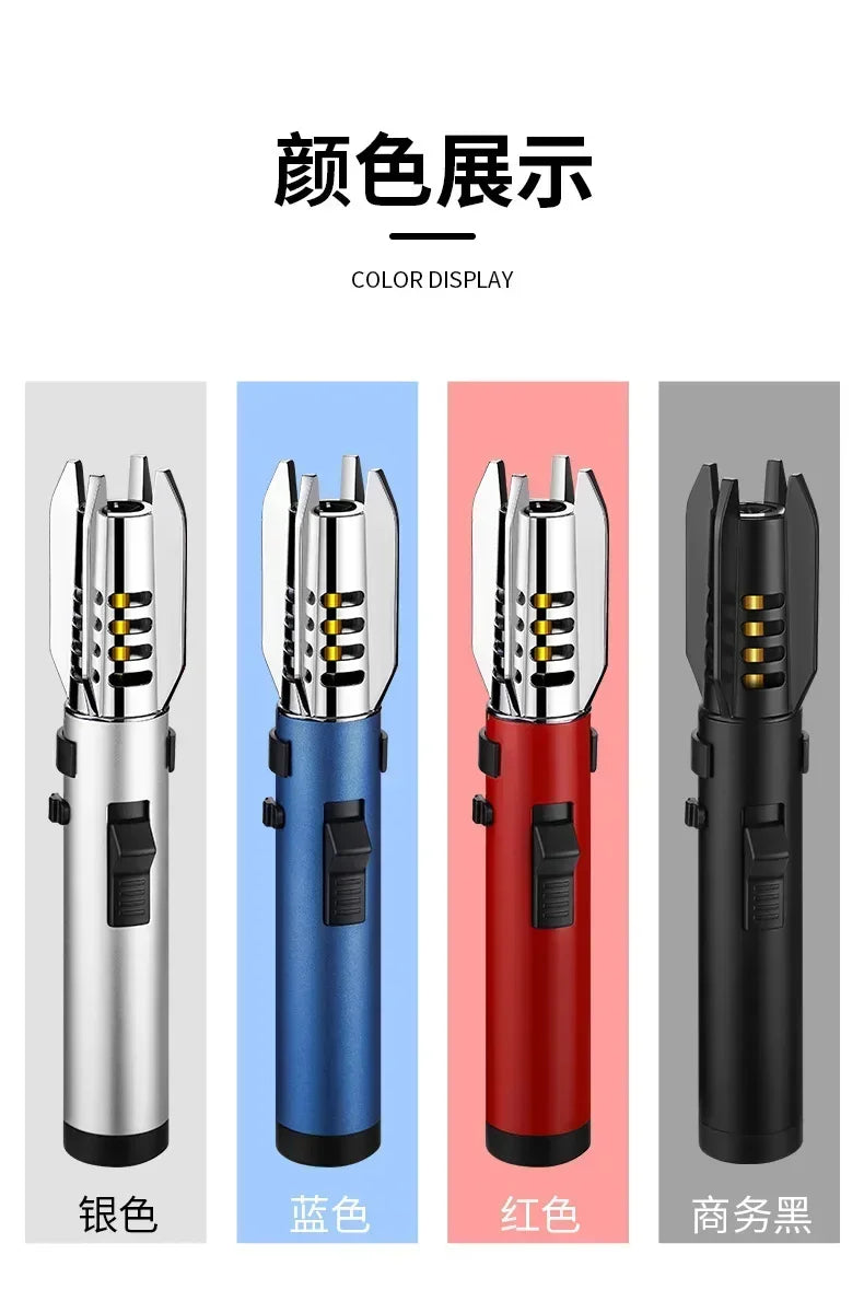 High Temperature Welding Gun Windproof Strong Red Flame Butane Gas Torch Lighter Safety Lock Fire Switch Kitchen Cigar Lighters