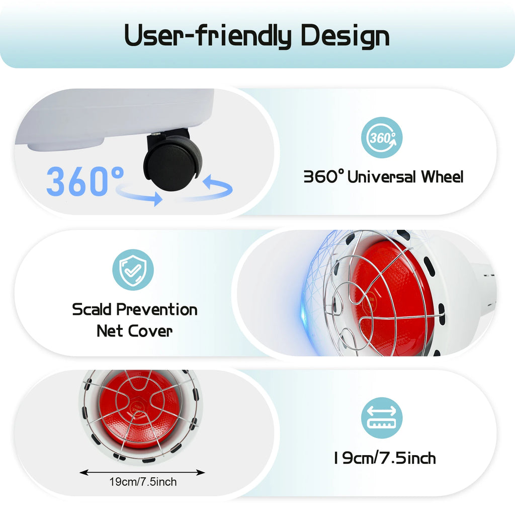 Infrared Light, 275W Red Near Infrared Heat Lamp with 2 Heads for Relieve Joinpt Pain and Muscle Aches