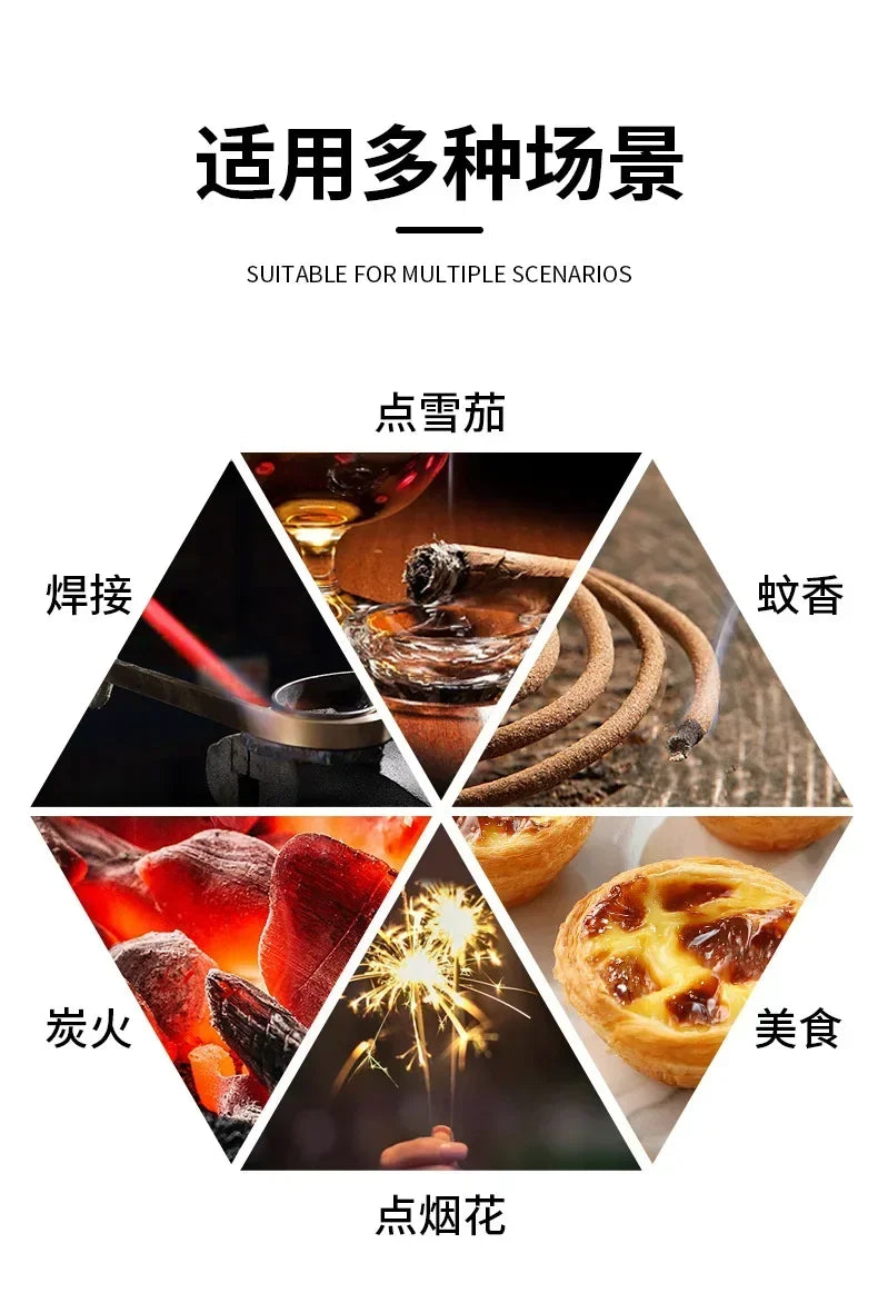 High Temperature Welding Gun Windproof Strong Red Flame Butane Gas Torch Lighter Safety Lock Fire Switch Kitchen Cigar Lighters