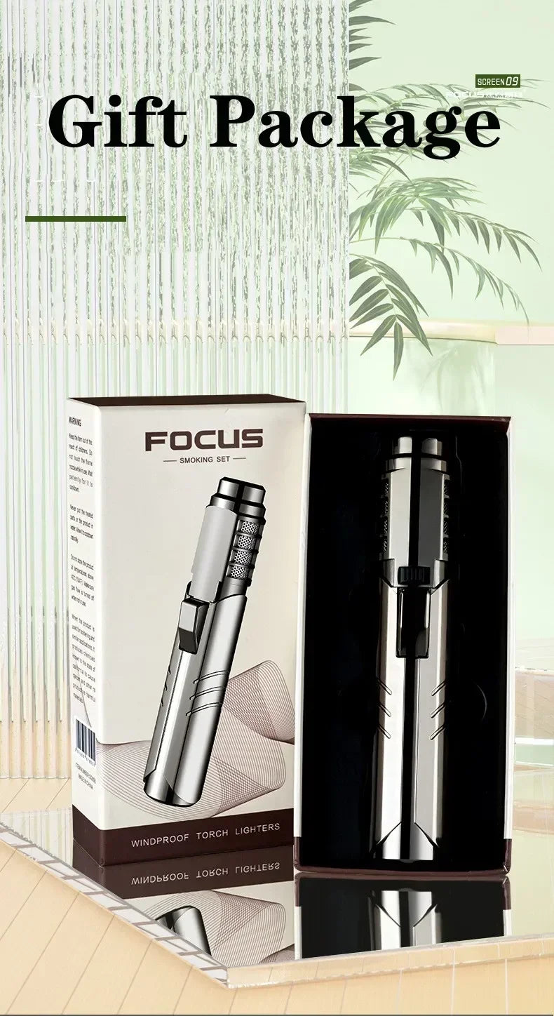 1800°High Temperature Spray Gun Butane Gas Lighter Metal Outdoor Windproof Blue Powerful Flame Torch Jet Lighter Welding Tool