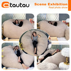 OTAUTAU King Size Giant Sofa Sac Pouf Cover No Filling Soft Fluffy Bean Bag Chair Puff Couch Floor Corner Seat Futon DD007