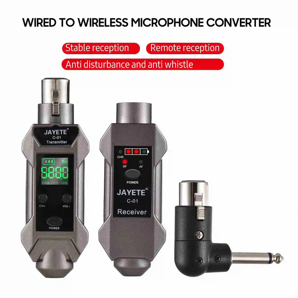 Microphone Wired to Wireless Converter Intelligent Noise Reduction Mic Signal Receiver Transmitter