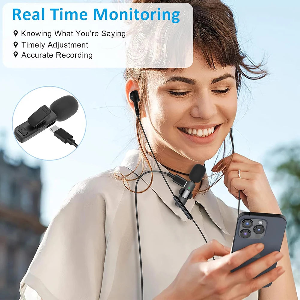 2 In 1 Video Record Microphone Type-C Charging 2.4G Intelligent Microphone Noise Canceling for iPhone Computer Tablet Camera