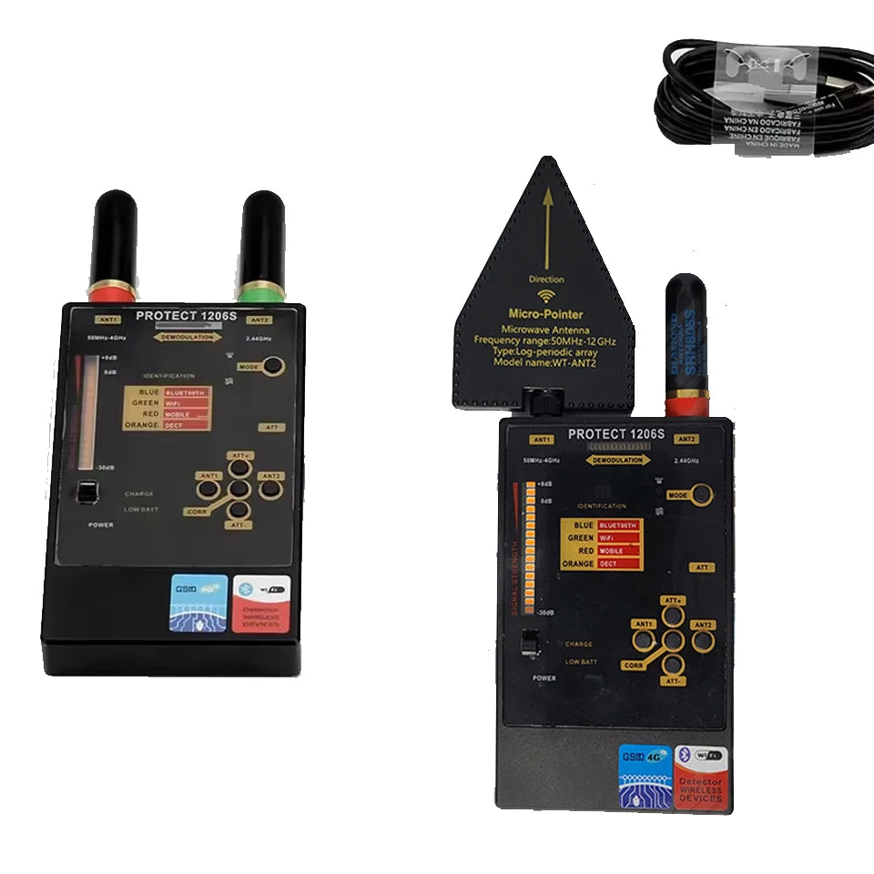 1206S Military Grade Anti-Spy Kit Detect 5G/Bluetooth Signals,Professional Find Sleeping Camera,CORR Sound Activation,Metal Body