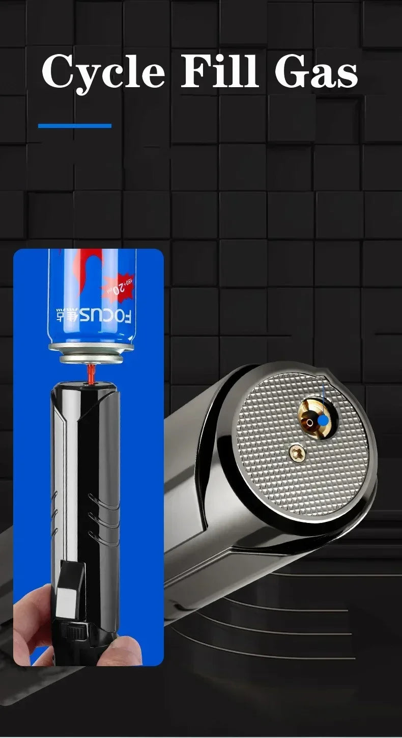 1800°High Temperature Spray Gun Butane Gas Lighter Metal Outdoor Windproof Blue Powerful Flame Torch Jet Lighter Welding Tool