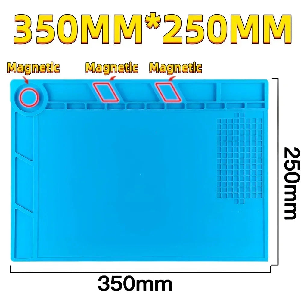 Magnetic Mat Silicone Repair Mat Circuit Board Soldering Pad Heat Resistant 932°F Anti-Static for ESD Iron Phone Repair