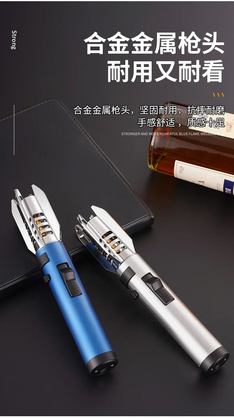High Temperature Welding Gun Windproof Strong Red Flame Butane Gas Torch Lighter Safety Lock Fire Switch Kitchen Cigar Lighters