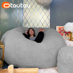 OTAUTAU King Size Giant Sofa Sac Pouf Cover No Filling Soft Fluffy Bean Bag Chair Puff Couch Floor Corner Seat Futon DD007