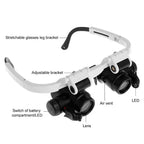 2XLED Watch Jeweler Repair Magnifier Head-Mounted Headband Adjustable Magnifying Head Eye Glasses Loupe Lens 8X 15X 23X