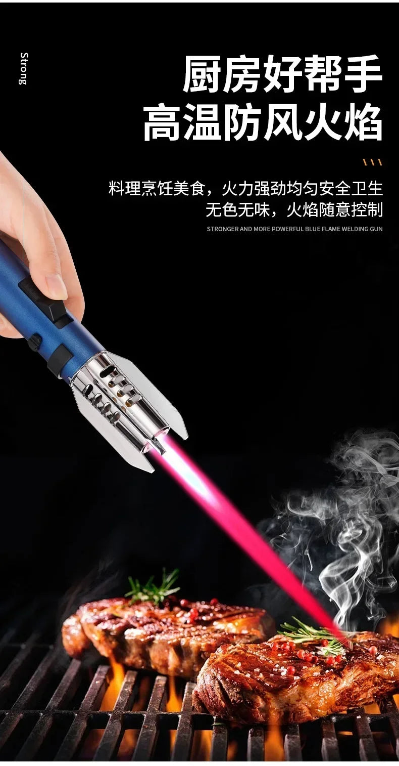 High Temperature Welding Gun Windproof Strong Red Flame Butane Gas Torch Lighter Safety Lock Fire Switch Kitchen Cigar Lighters