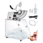 Commercial Ice Crusher Electric Snow Cone Machine with Dual Blades, Stainless Steel Shaved Ice Machine with Safety On/Off Switch
