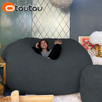OTAUTAU King Size Giant Sofa Sac Pouf Cover No Filling Soft Fluffy Bean Bag Chair Puff Couch Floor Corner Seat Futon DD007
