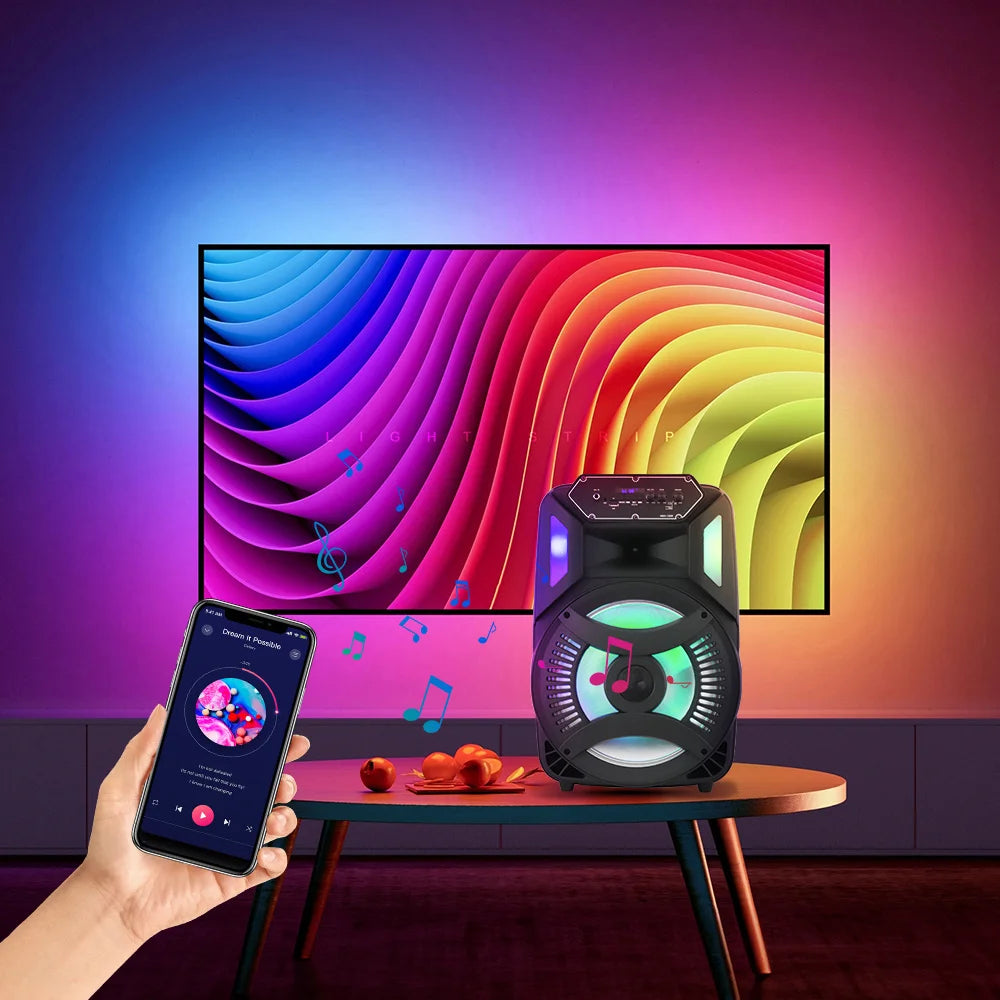 Loud Portable Bluetooth Party Speaker 12" Sub woofer Sound System karaoke Dj Rechargeable Speaker RGB Right with Mic