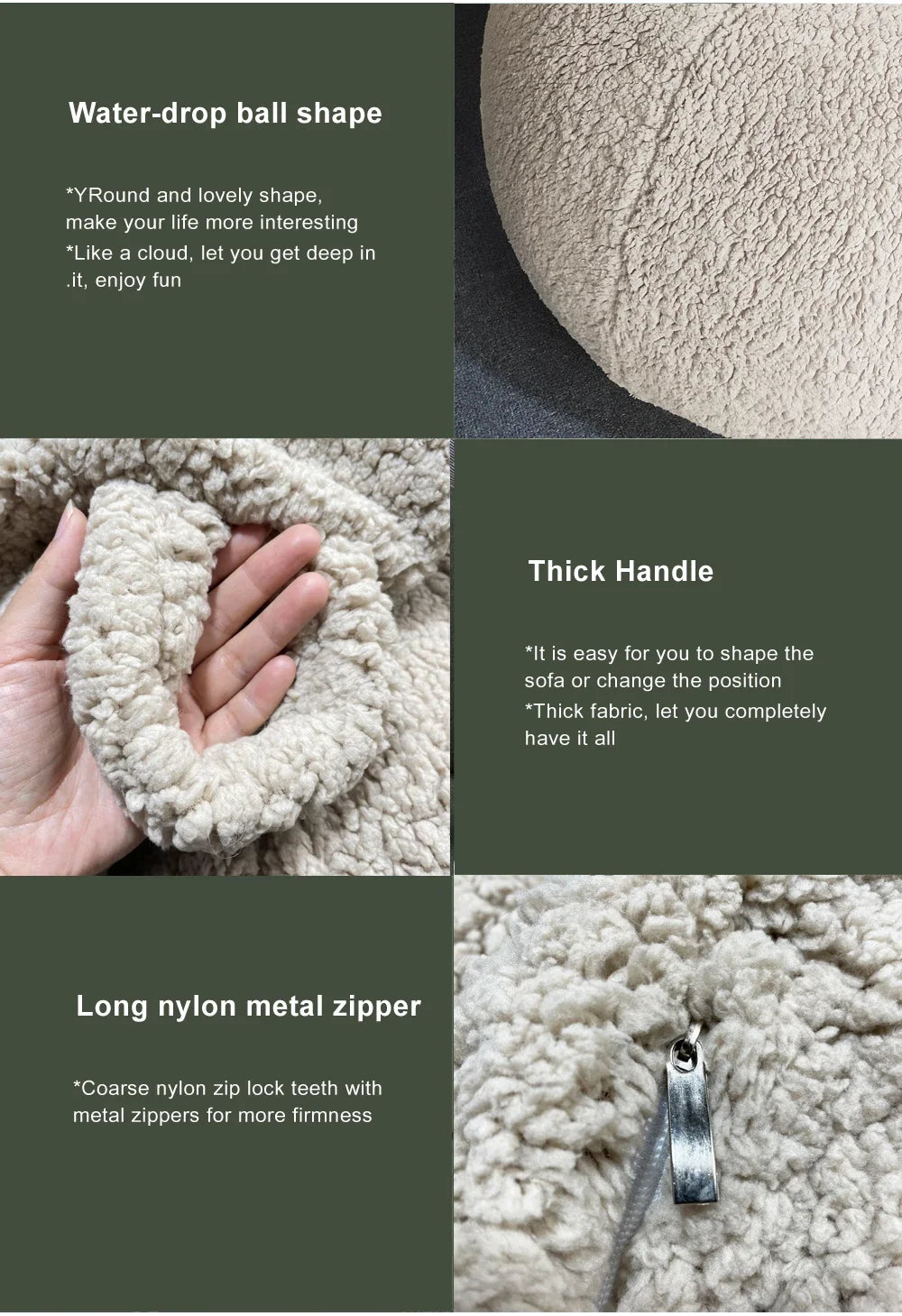 OTAUTAU King Size Giant Sofa Sac Pouf Cover No Filling Soft Fluffy Bean Bag Chair Puff Couch Floor Corner Seat Futon DD007