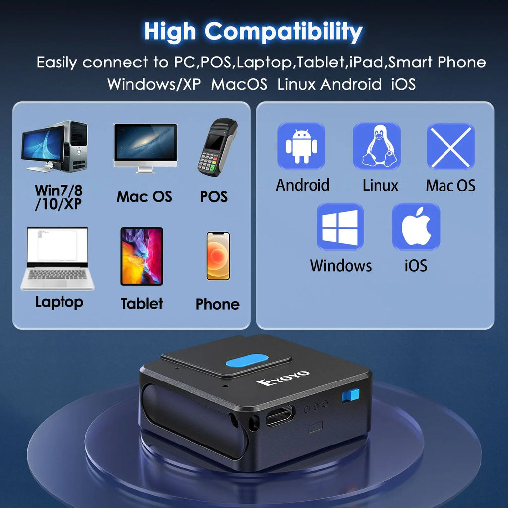 Eyoyo 2D Bluetooth Barcode Scanner Left&Right Hand Glove Wearable Scanner Patable 1D QR Finger Bar Code Reader Wireless Device